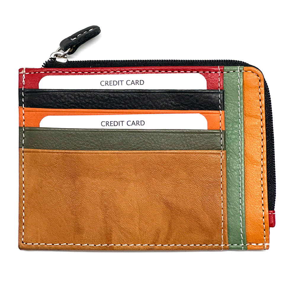 Swami Zip Cow Leather Card Holder - Made In Italy
