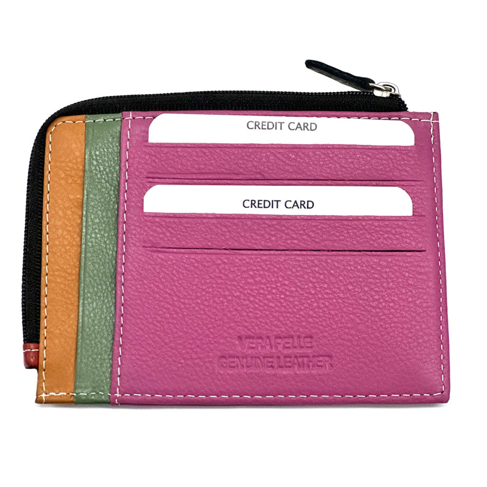 Swami Zip Cow Leather Card Holder - Made In Italy