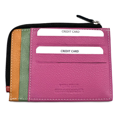 Swami Zip Cow Leather Card Holder - Made In Italy
