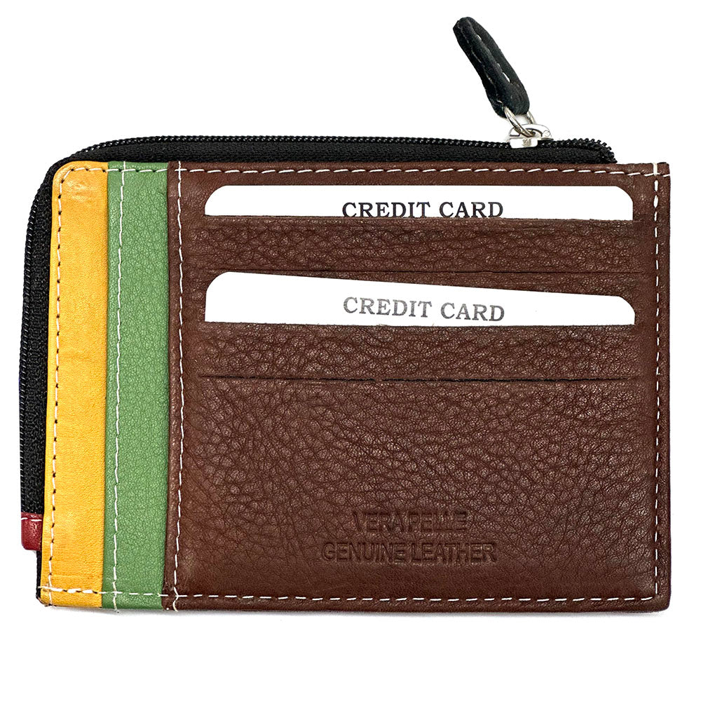 Swami Zip Cow Leather Card Holder - Made In Italy