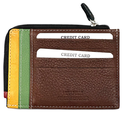 Swami Zip Cow Leather Card Holder - Made In Italy