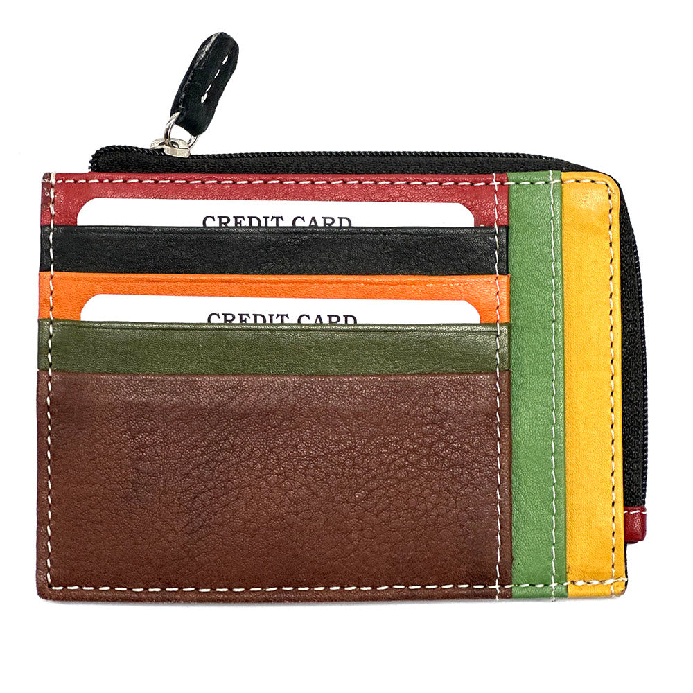 Swami Zip Cow Leather Card Holder - Made In Italy