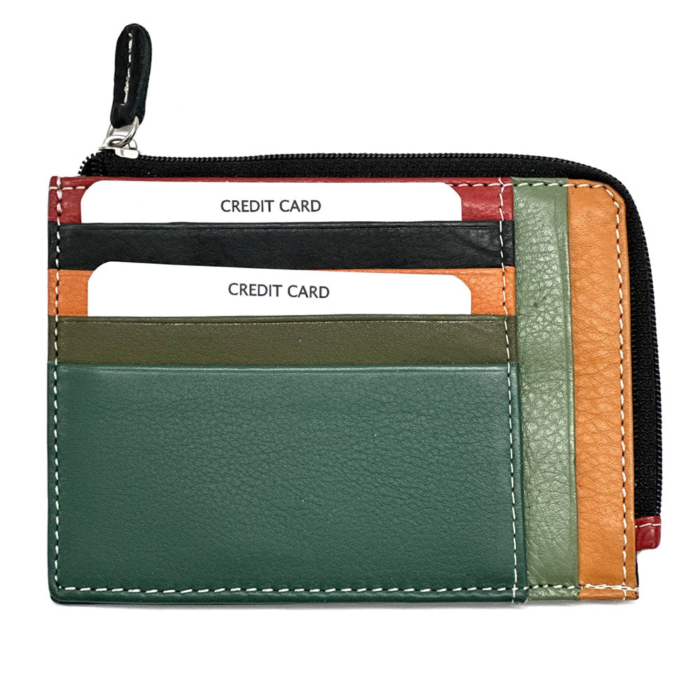 Swami Zip Cow Leather Card Holder - Made In Italy
