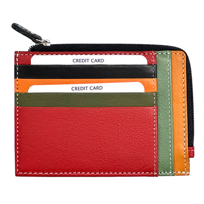 Swami Zip Cow Leather Card Holder - Made In Italy