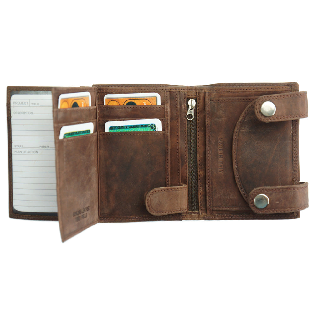 Tancredi Vertical Leather Wallet - Made In Italy