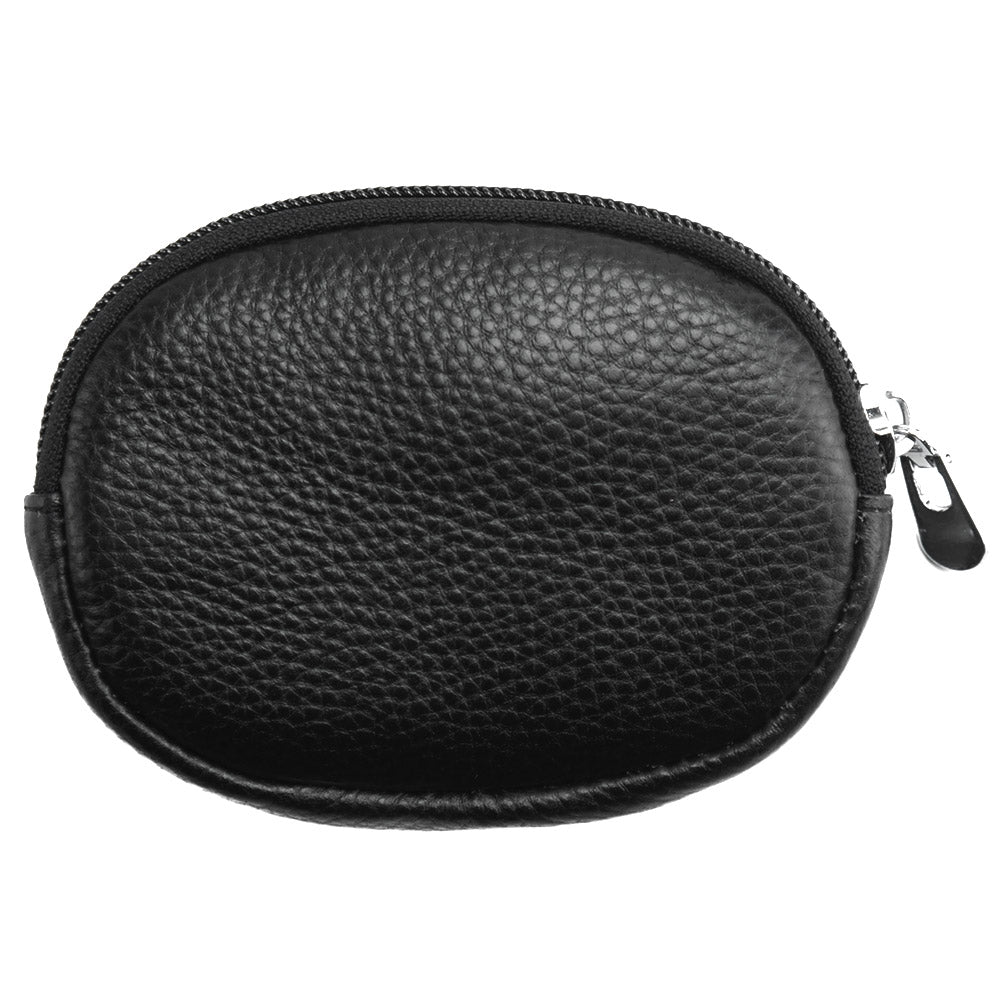 Aria Soft Cow Leather Coin Pouch with Zip - Made In Italy