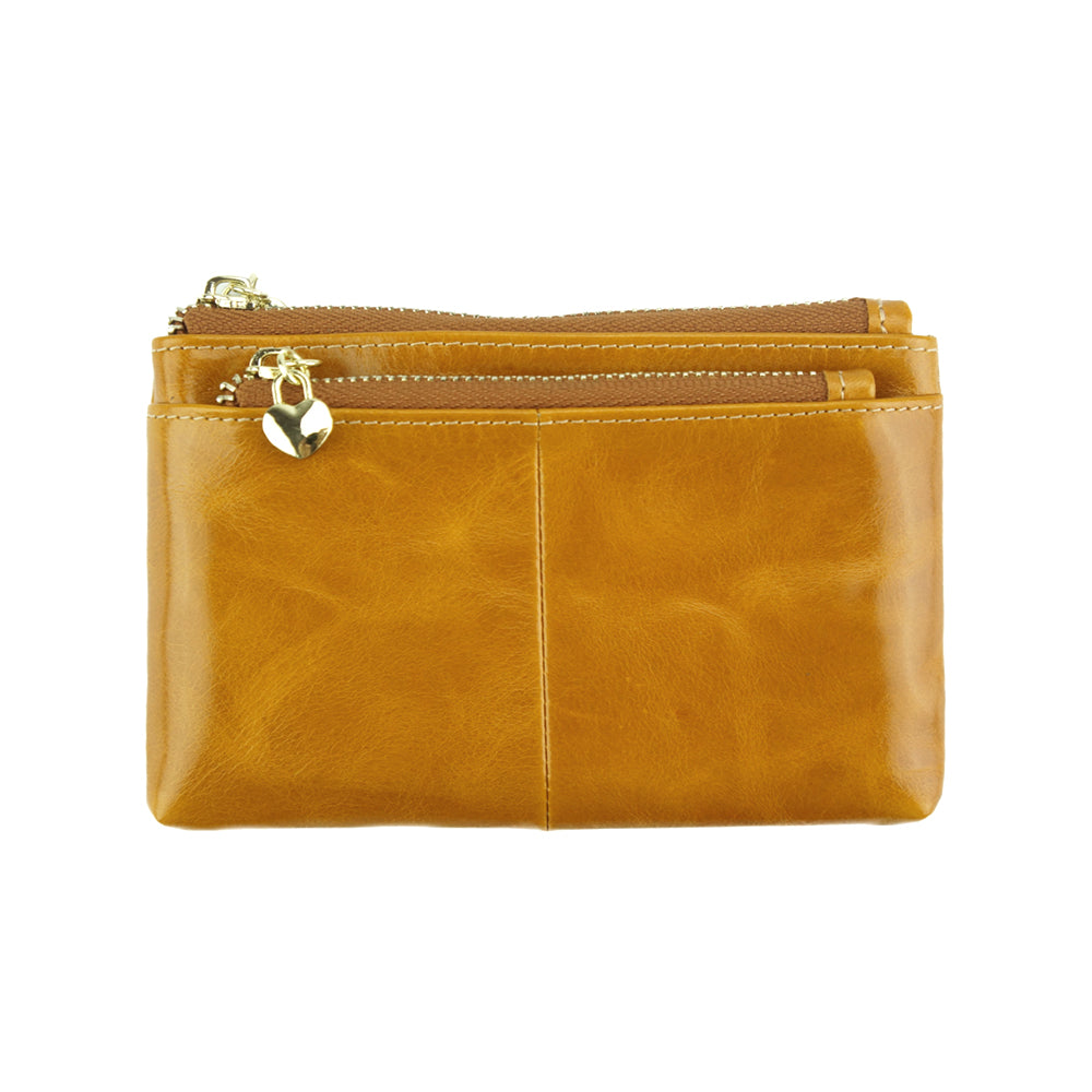 Sarah Leather Coin &amp; Card Holder - Made In Italy