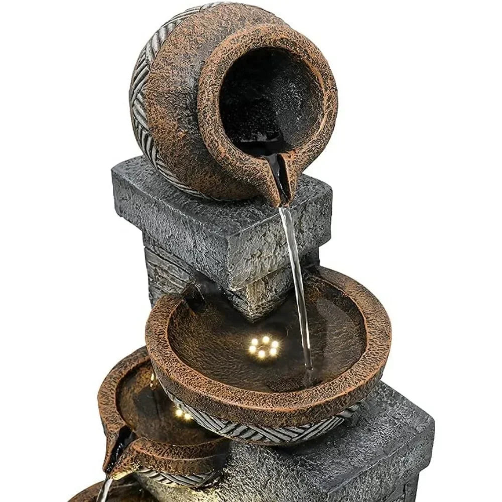 5-story indoor/outdoor garden fountain -42.5-inch modern floor standing stacked water feature -suitable for courtyard decoration