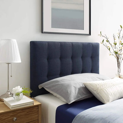 Lily Tufted Linen Fabric Upholstered Twin Headboard in Navy