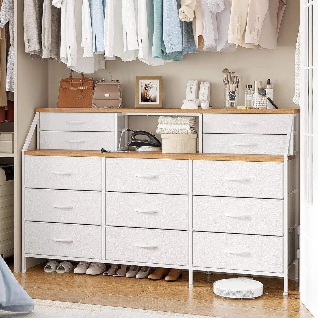 Dresser for Bedroom, Dresser with 13 Large Drawer, Dressers &amp; Chests of Drawers, White Dresser for Bedroom, Long Dresser for Clo