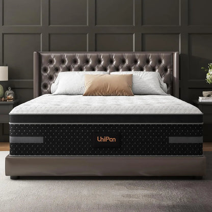 Queen Mattress Plush, 12 Inch Hybrid Mattresses with Extra Lumbar &amp; Shoulder Support, Motion-Isolation Bed in a Box for Pain