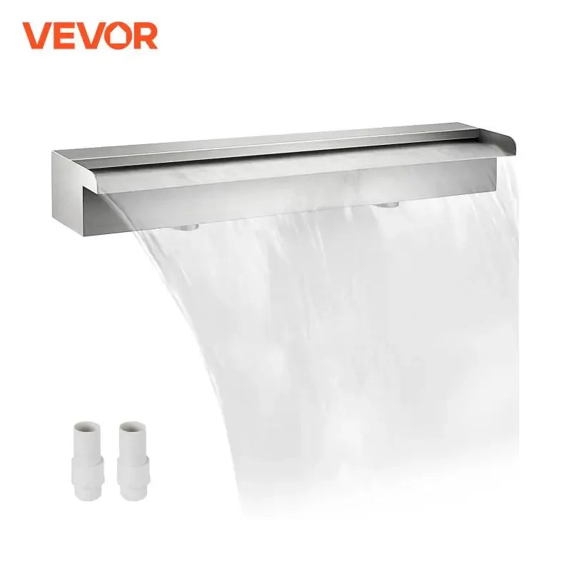 Waterfall Pool Fountain Stainless Steel W/ Pipe Connector Spillway Garden Outdoor Pond Rectangular Swimming Pool Fountain