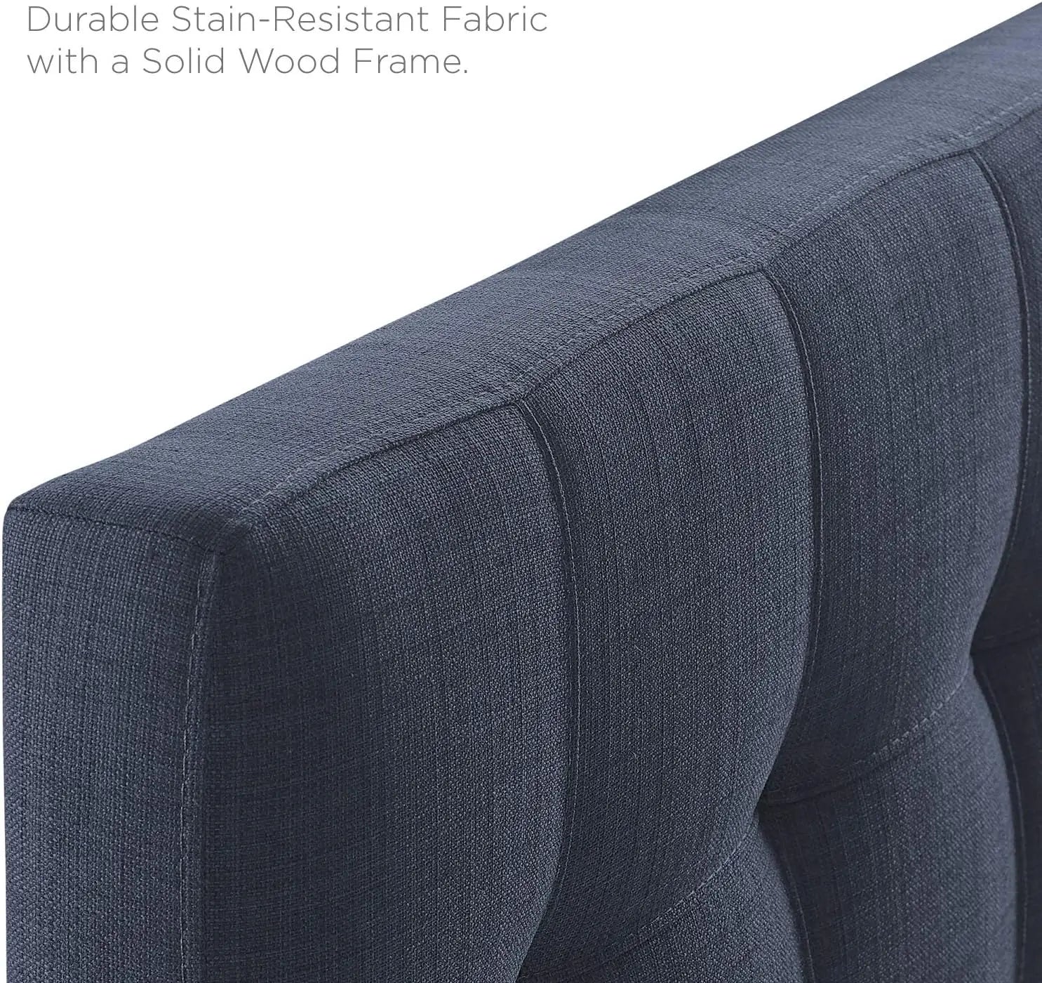 Lily Tufted Linen Fabric Upholstered Twin Headboard in Navy