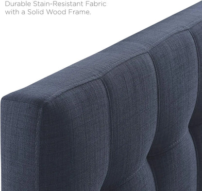 Lily Tufted Linen Fabric Upholstered Twin Headboard in Navy