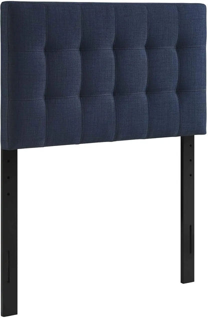 Lily Tufted Linen Fabric Upholstered Twin Headboard in Navy