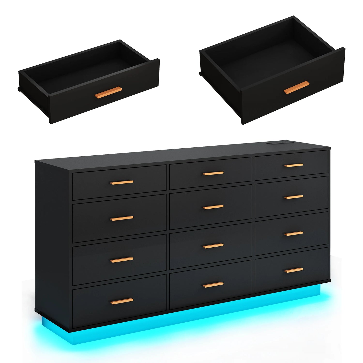 12 Drawer Dresser for Bedroom, 63&