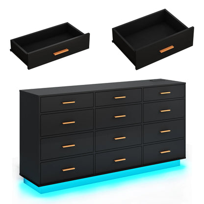 12 Drawer Dresser for Bedroom, 63&