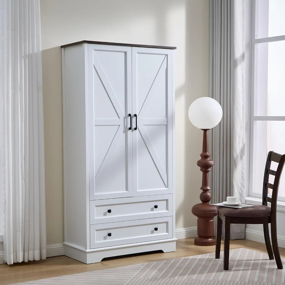 Dresser for Bedroom,with 2 Drawers and Multiple Storage Cabinets, Farmhouse Dressers &amp; Chests of Drawers for Bedroom,Living Room