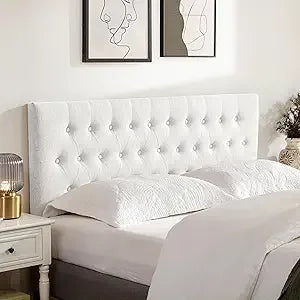 Tufted Upholstered Headboard Queen Size, Solid Wood Head Board with Durable Metal Legs, Adjustable Height Bed headboard from 37”