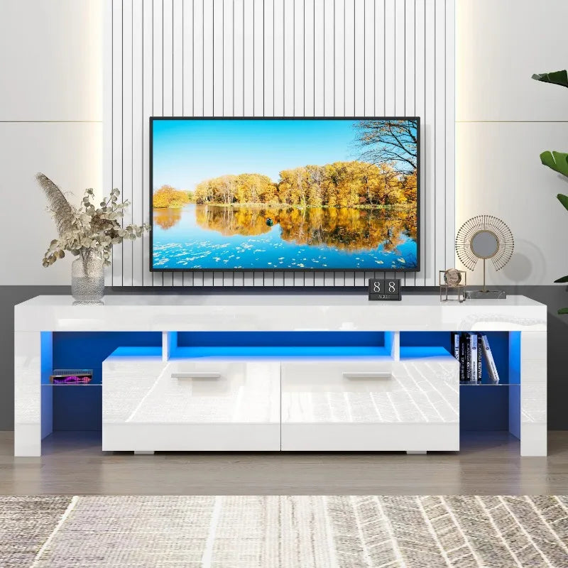 TV Stand for TV Up To 70&quot;, Living Room Entertainment Center with RGB LED Lights and Storage Shelves
