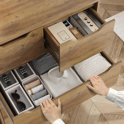 Modern 6 Drawer Dresser for Bedroom, Tall Chest of Drawers with Storage, Large Wood Storage Chest Organizers