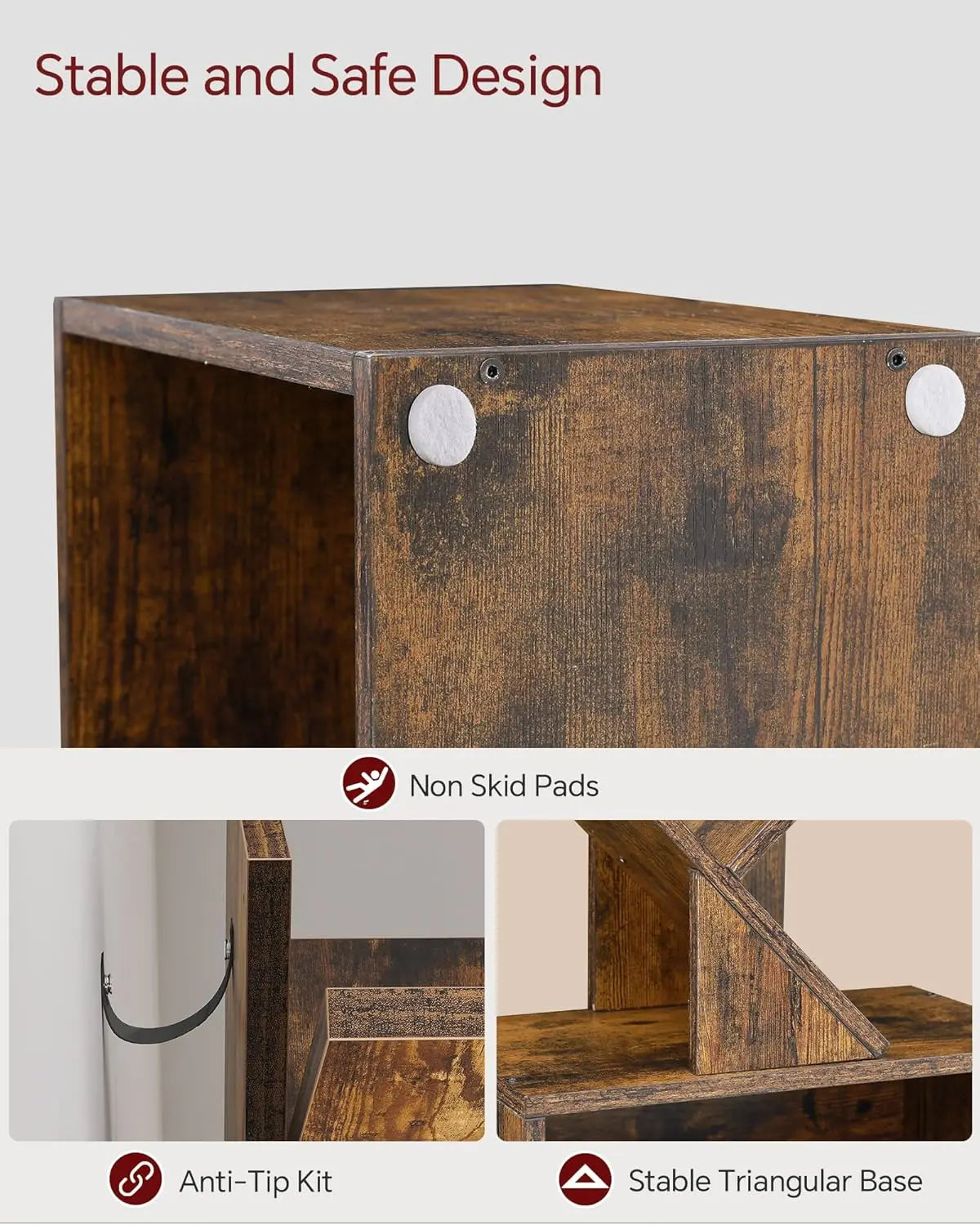 6 Tier Tree Bookshelf, Small Bookcase with Storage Cabinet, Modern Tall Narrow Bookshelves Organizer, Floor Standing Book Shelf