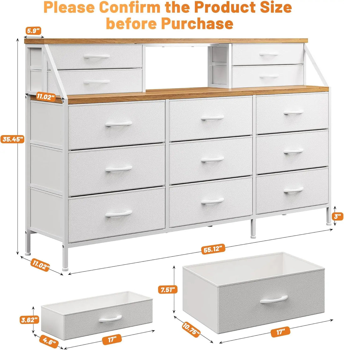 Dresser for Bedroom, Dresser with 13 Large Drawer, Dressers &amp; Chests of Drawers, White Dresser for Bedroom, Long Dresser for Clo