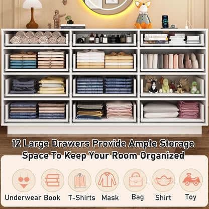 12 Drawer Dresser for Bedroom, 63&