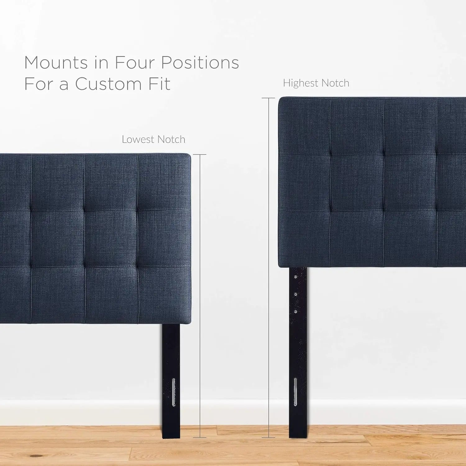 Lily Tufted Linen Fabric Upholstered Twin Headboard in Navy