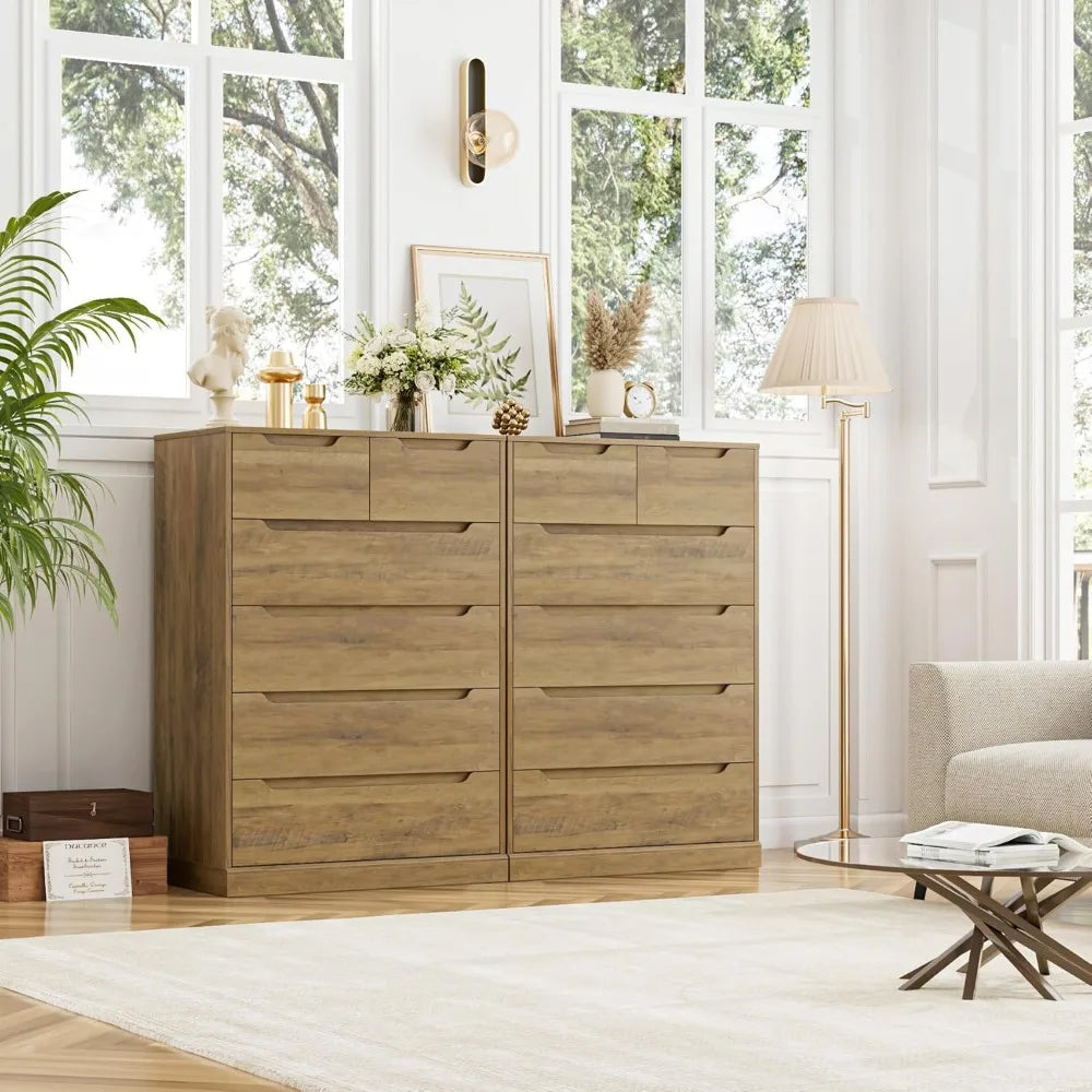 Modern 6 Drawer Dresser for Bedroom, Tall Chest of Drawers with Storage, Large Wood Storage Chest Organizers