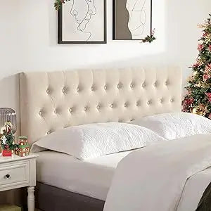Tufted Upholstered Headboard Queen Size, Solid Wood Head Board with Durable Metal Legs, Adjustable Height Bed headboard from 37”