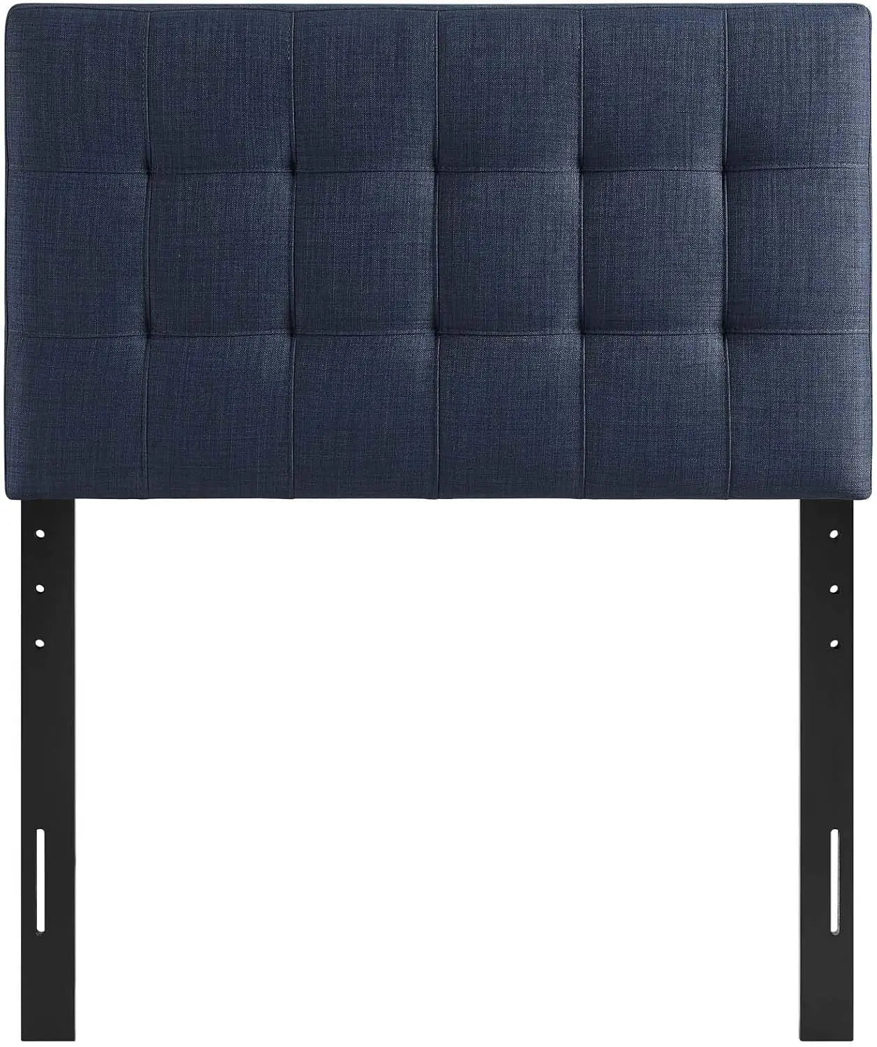 Lily Tufted Linen Fabric Upholstered Twin Headboard in Navy
