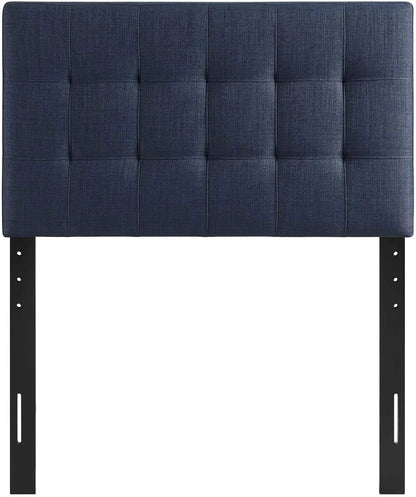 Lily Tufted Linen Fabric Upholstered Twin Headboard in Navy