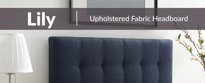 Lily Tufted Linen Fabric Upholstered Twin Headboard in Navy
