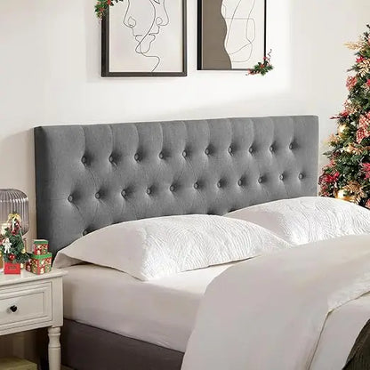 Tufted Upholstered Headboard Queen Size, Solid Wood Head Board with Durable Metal Legs, Adjustable Height Bed headboard from 37”