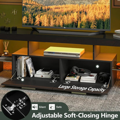 Modern LED 63 inch Long TV Stand with Large Storage Drawer for 50 55 60 65 70 75 Inch TVs, Wood TV Console