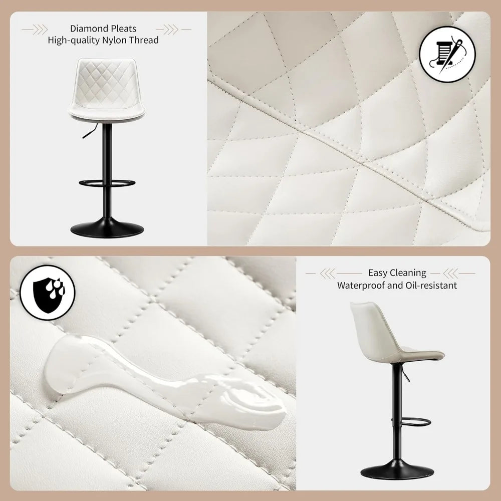 Modern Bar Stool Height Adjustable Scratch-Resistant Leather Bar Chair X-Large Base and Seat Bistro Stool,Kitchen Counter Chair