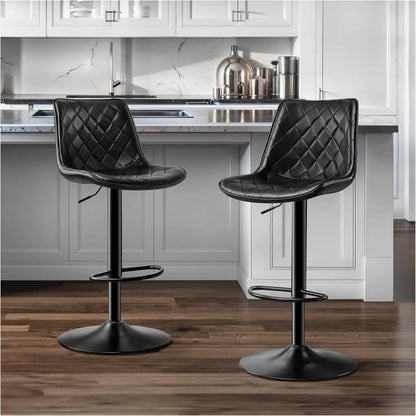 Modern Bar Stool Height Adjustable Scratch-Resistant Leather Bar Chair X-Large Base and Seat Bistro Stool,Kitchen Counter Chair