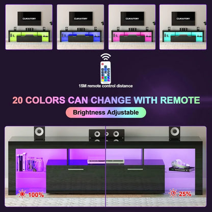 Modern LED 63 inch Long TV Stand with Large Storage Drawer for 50 55 60 65 70 75 Inch TVs, Wood TV Console