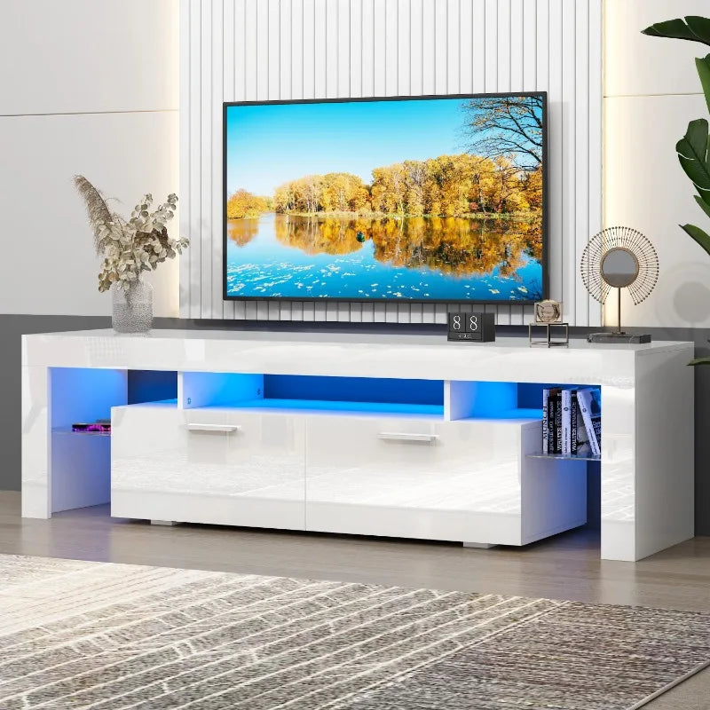 TV Stand for TV Up To 70&quot;, Living Room Entertainment Center with RGB LED Lights and Storage Shelves