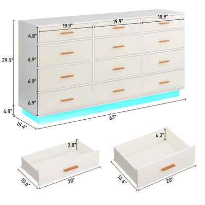 12 Drawer Dresser for Bedroom, 63&