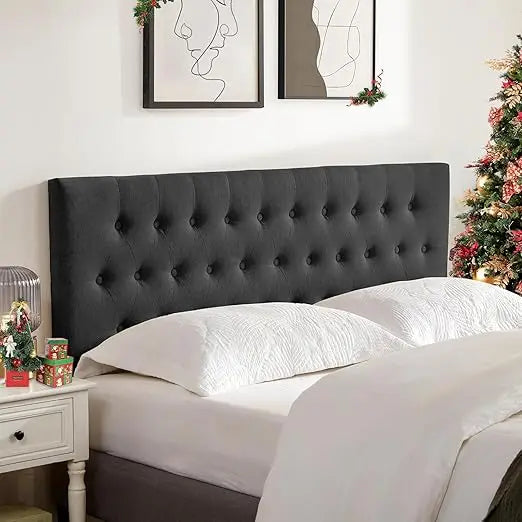 Tufted Upholstered Headboard Queen Size, Solid Wood Head Board with Durable Metal Legs, Adjustable Height Bed headboard from 37”