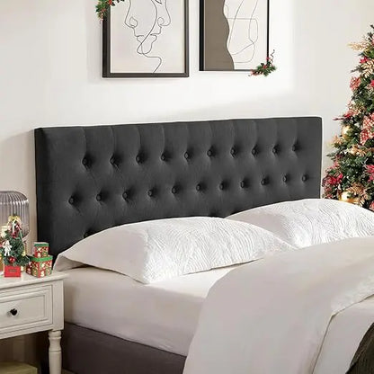 Tufted Upholstered Headboard Queen Size, Solid Wood Head Board with Durable Metal Legs, Adjustable Height Bed headboard from 37”