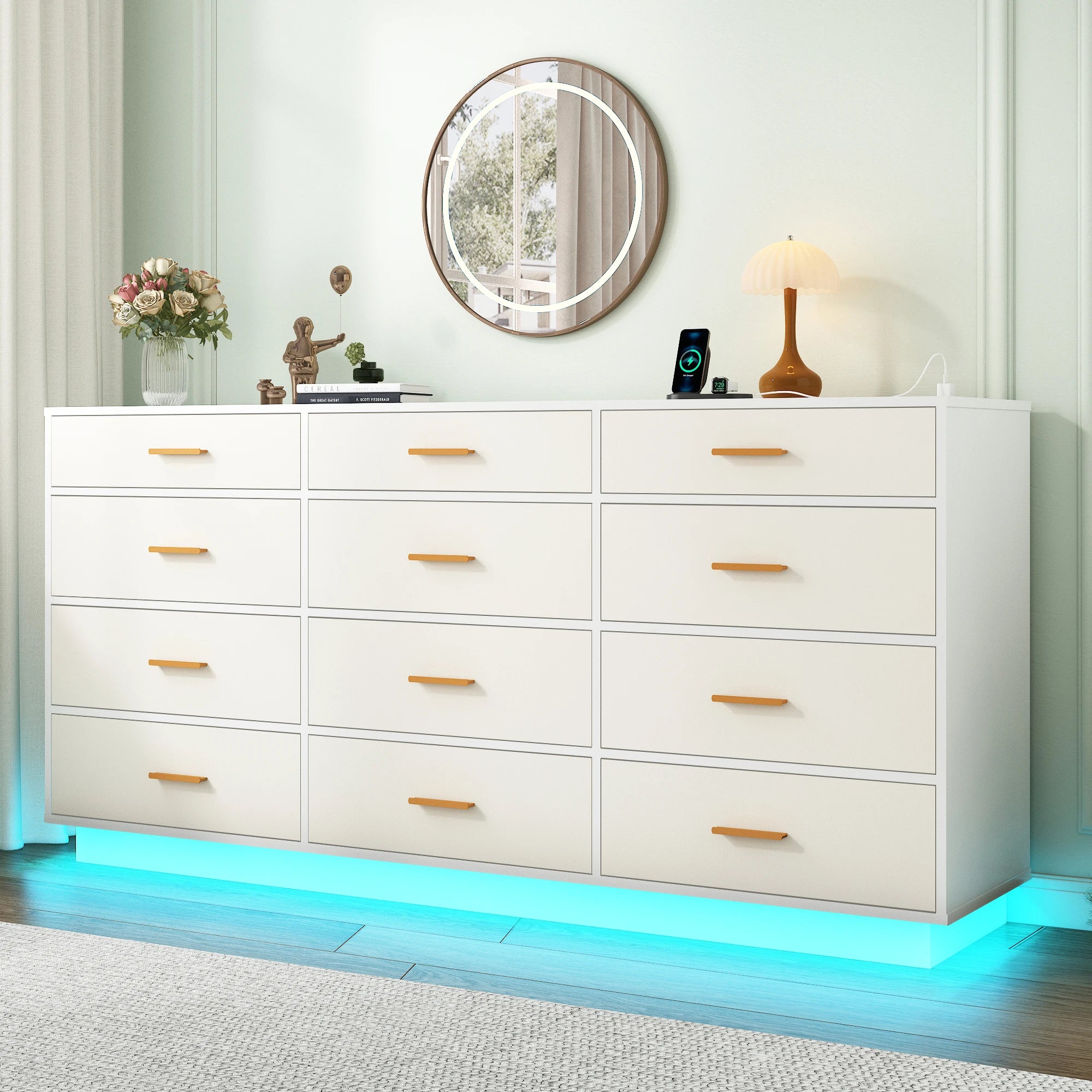 12 Drawer Dresser for Bedroom, 63&