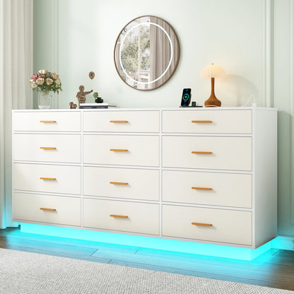 12 Drawer Dresser for Bedroom, 63&