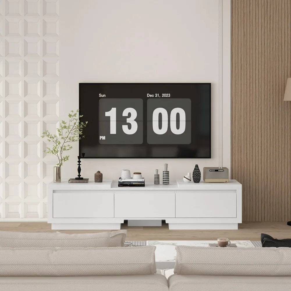 Extendable TV Console Table Modern TV Cabinet with Drawers, Contemporary Entertainment Center