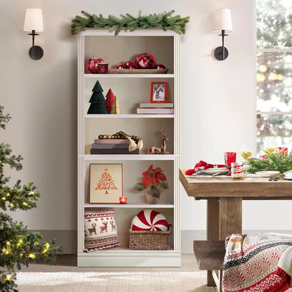 Standard Bookshelves and Bookcase Floor Standing 5 Tier Adjustable Shelves Organizer and Storage, 72in Tall Bookshelf