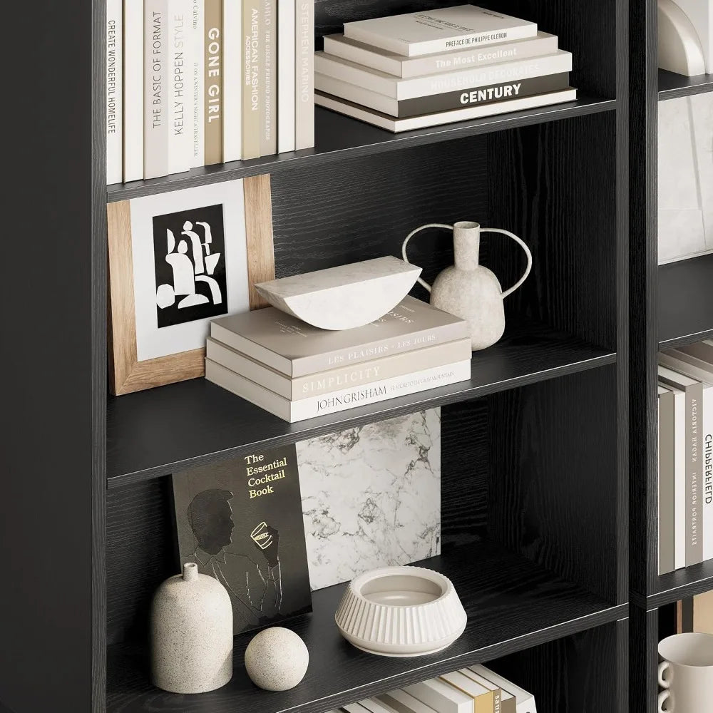 Bookcases and Bookshelves, Bookshelf with Doors and Storage, Industrial Tall Book Shelf for Living Room, Home Office