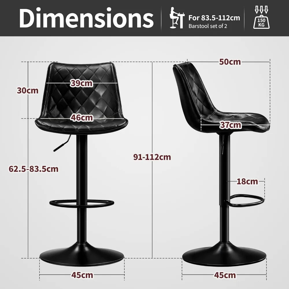 Modern Bar Stool Height Adjustable Scratch-Resistant Leather Bar Chair X-Large Base and Seat Bistro Stool,Kitchen Counter Chair
