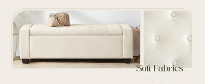 Ottoman with Storage, Storage Ottoman Bench with Safety Hinge, Upholstered Storage Bench with Seating for Bedroom, Living Room